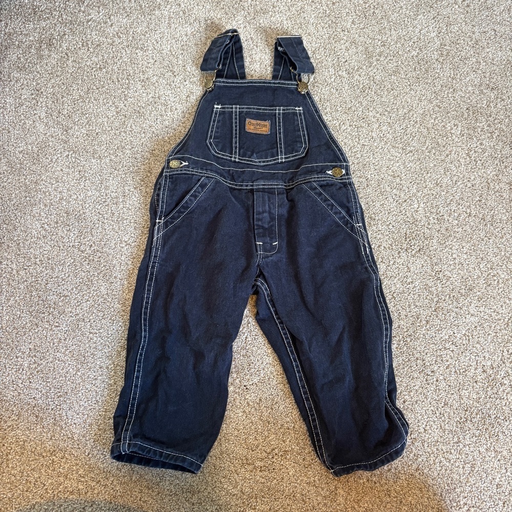 Vintage Oshkosh B'Gosh Dark Jean Denim Overalls Kids Size 2 Made in Canada